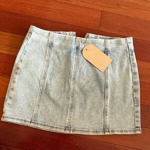 Meshki Light Blue Denim Mini Skirt